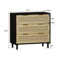 thumbnail image 2 of 31.50" 3-Drawers Rattan Drawer, Rattan  Storage Cabinet for Bedroom, Living Room, Dining Room, Hallways, Black, 2 of 7