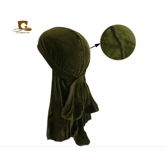 Douhoow Men Women Velvet Breathable Bandanna Hat Turban Cap Long-Tail Headwrap Hat