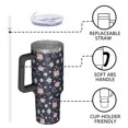 thumbnail image 4 of 40oz Pioneer Flower Floral Print Pattern Insulated Tumbler with Handle, BPA-Free Leak Proof Lid and Straws, Double Wall Vacuum, Hot 12h/Cold 34h, 4 of 6