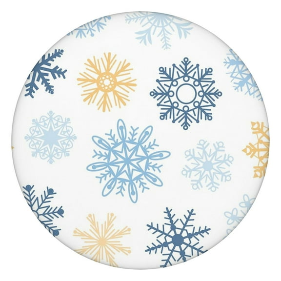 Merry and Bright Round Table Cover with Elastic Border, 44 Inch Christmas Themed Tablecloth for Dinner Parties