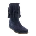 thumbnail image 2 of Daniela Fargion Blue Suede Mid Calf Low Wedge Heel Boots-10 for Womens, 2 of 4