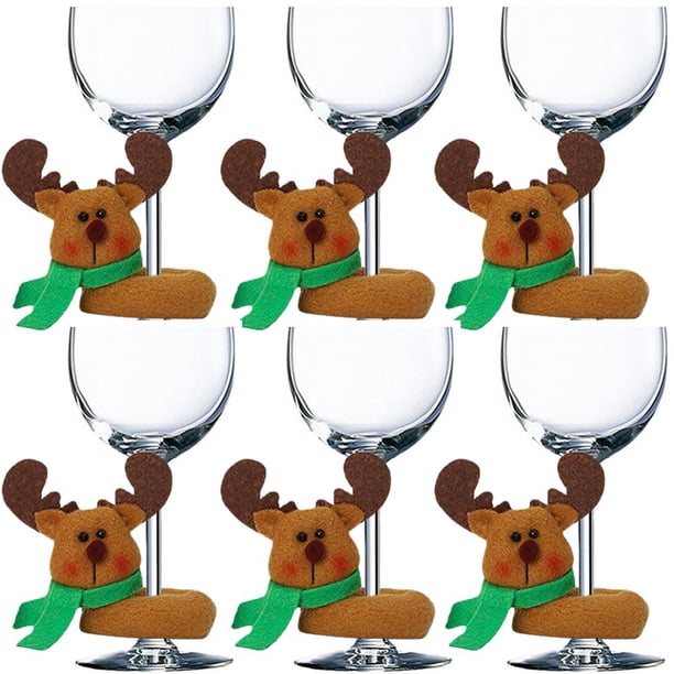 Copas De Vino De Navidad De 6 Uds., Decoración De Muñeco De Nieve, Alce, Papá Noel, Adornos Navideños Para La Cena De La Mesa Del Hogar Advancent HA044572-01