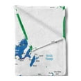 thumbnail image 2 of Fiji Soft Flannel Fleece Throw Blanket, Mapping with Names Written Geographical Layout, Cozy Plush for Indoor and Outdoor Use, 60" x 80", White Cobalt Blue Green, by Ambesonne, 2 of 5