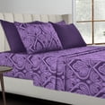 thumbnail image 3 of Lux Decor Collection Bed Sheets Set, Microfiber Super Soft 1800 Thread Count Egyptian Sheets 16-Inch Deep Pocket Wrinkle - 6 Piece (Purple, California King), 3 of 5