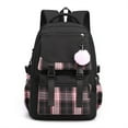 thumbnail image 2 of Large Capacity Backpack for Women 2026 Aesthetic Cute Outdoor Fashion Plaid Laptop Computer Daypack Work Travel Black 11.8 In, 2 of 4