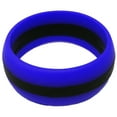 thumbnail image 2 of 8MM Men or Ladies Athlete Sports Flexible Blue with Black Stripe Silicon Rubber Wedding Band Ring, 2 of 4