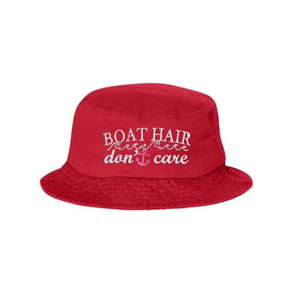 Adult Boat Hair Don't Care Embroidered Bucket Cap Dad Hat