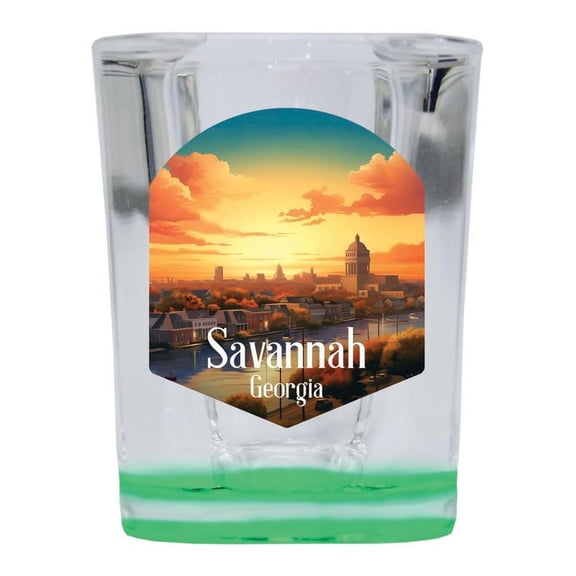 Savannah Georgia Design A Souvenir 2 oz Square Shot Glass Green