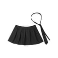 thumbnail image 3 of Haitryli Womens Plaid Pleated Mini Skater Skirt with Necktie High Waisted Skirt Outfits Black XXL, 3 of 6