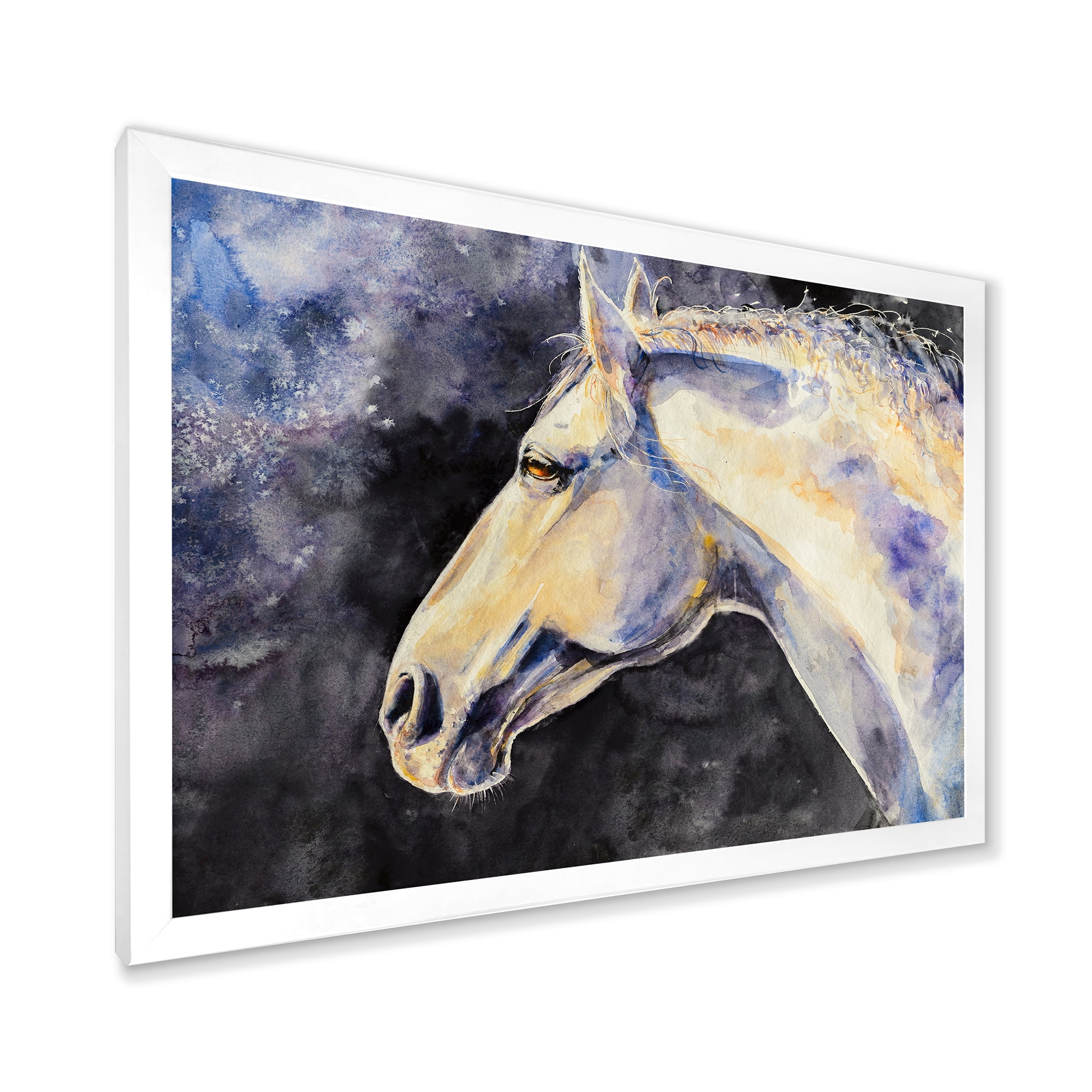 Designart 'Close Up Of The Head of A Lipizzan Horse' Farmhouse Framed Art Print