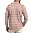 thumbnail image 5 of GrmtClth Shirts for Men Lightweight Striped Long Sleeve Crew Neck Pullover Multi Color Retro Street Leisure Shirts Pink XL, 5 of 5