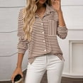 thumbnail image 3 of HAiming 3/4 Length Striped Button Blouses for Women Casual Long Sleeve Collared Office Work Dress Shirt with Pocket, 3 of 5