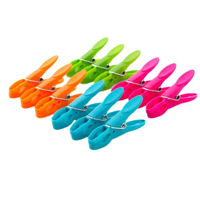 Pinzas de plástico coloridas para ropa, pinzas para ropa de lavandería resistentes con resortes, juego de alfileres para ropa de secado al aire (paquete de 24)