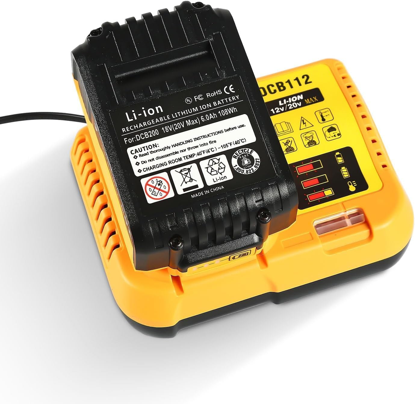 DCB112 Battery Charger Replacement for Dewalt Compatible with 12V 20V Max Lithium Battery DCB120 DCB127 DCB115 DCB118 DCB107 DCB105 DCB102