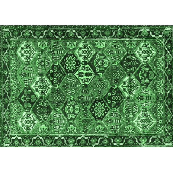 Ahgly Company Indoor Rectangle Persian Emerald Green Traditional Area Rugs, 7' x 9'