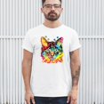 thumbnail image 3 of Tee Hunt Dean Russo Eyes Cat T-Shirt Neon Colorful Cute Kitten Men's Tee, White, 3X-Large, 3 of 5