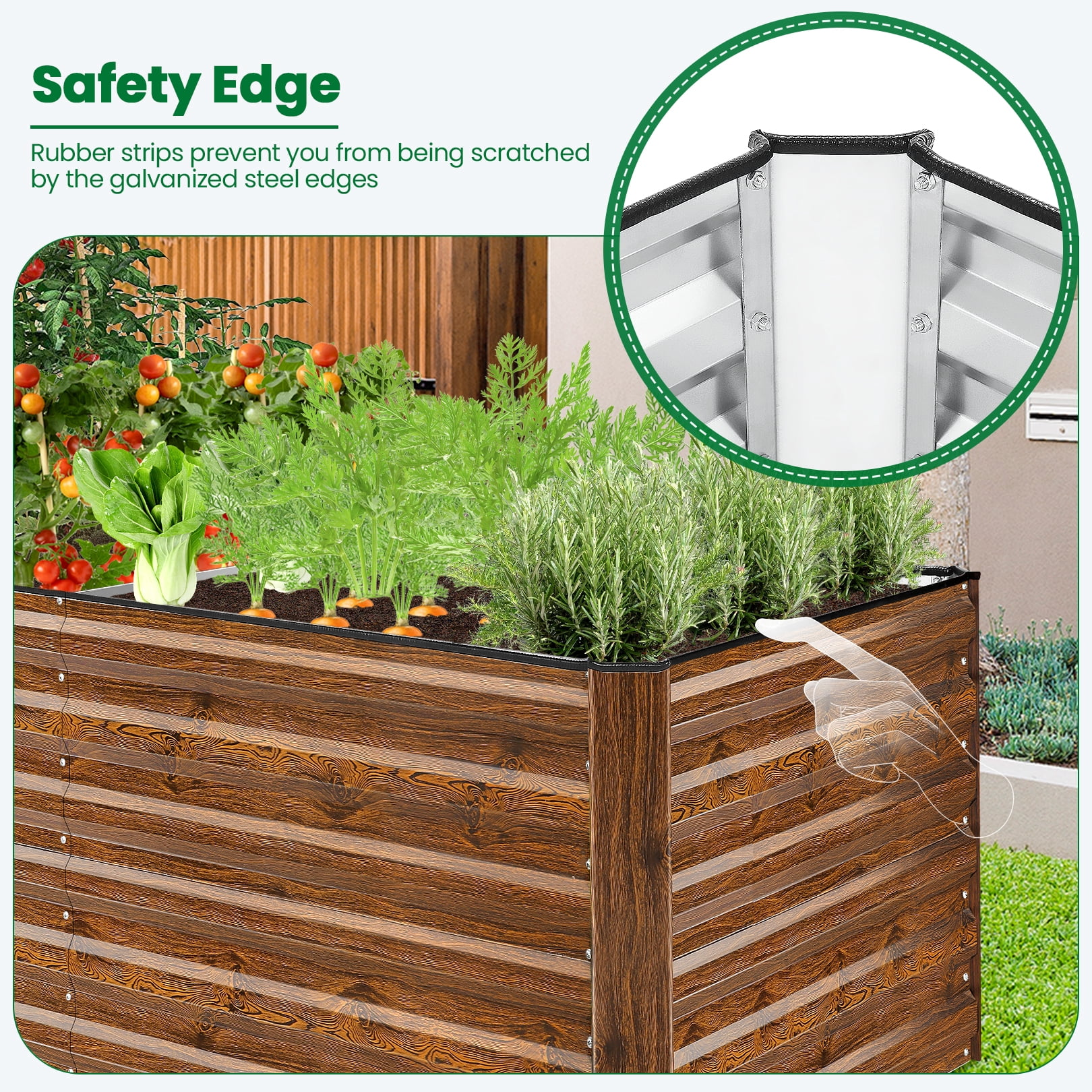 SEJOV 6x3x2ft Raised Garden Bed Kit, Galvanized Planter Raised Garden Boxes Outdoor, Deep Root Raised Planter w/Anti Cutting Strip, Large Metal Raised Garden Bed for Vegetables Flowers Herbs, Black