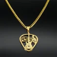 thumbnail image 6 of Rock Music Guitar Pick Pendant Necklace for Women/Men 14K Yellow Gold Punk Musical Bass Note Chain Party Gift Jewelry, 6 of 8