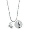 thumbnail image 1 of Delight Jewelry Heart with ''Soccer'' and AB Crystal Silvertone Script Initial Disc - J - Charm Necklace, 20"+3", 1 of 4