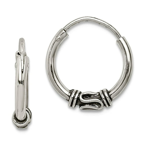 925 Sterling Silver Oxidized Hoop Earrings 11x12mm Wide 2mm Thick Hoop Earring for Women - .8 Grams