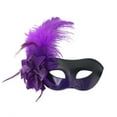 thumbnail image 2 of Honeeladyy Masquerade Masks for Women Men, Mardi Gras Mask, Christmas Masks with Elegant Feather, Half Face Masks for Masquerade Ball Carnival Party, Halloween, Performance, Purple, 2 of 6
