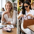 thumbnail image 4 of SEANATIVE Neoprene Double Glasses Case Dual Compartment Eyeglasses Sunglasses Holder for Women Men, Glasses Organizer with Zipper Closure, Eyewear Storage Bag, Hummingbird Flower Violet Beige, 4 of 7