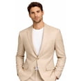 thumbnail image 2 of Men's Modern Fit Linen Cotton Suit, 2-Piece Summer Set with Bonus Dress Socks – Tan 38S, 2 of 5