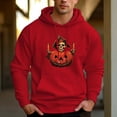 thumbnail image 3 of Men's 330g 100% Cotton Pattern Terry Dropped Shoulder Hoodie-Pumpkin Candle Skull, 3 of 15