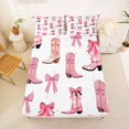 thumbnail image 5 of Homewish Pink Cowgirl Boots Bed Sheets,Cute Bowtie Full Size Sheets,White,4-Piece,1 Flat Sheet, 1 Fitted Sheet and 2 Pillowcases, 5 of 6