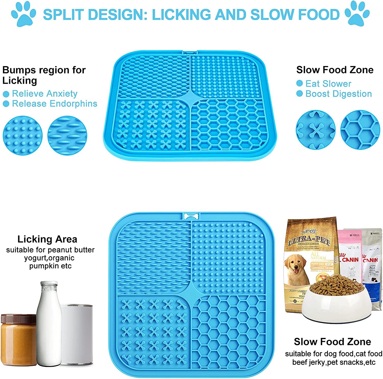 Shulemin Pet Lick Mat,Pet Lick Mat Slow Eating Column Grids Design