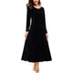 thumbnail image 1 of Vestido largo elástico de terciopelo fruncido de manga larga elegante para mujer Xemadio WRMH-233-11, 1 of 5