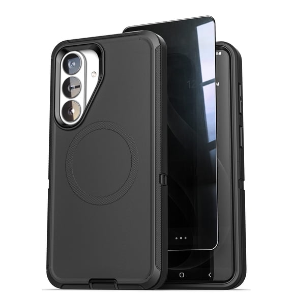 Encased for Samsung Galaxy S26 Plus Case with Privacy Screen Protector, Ranger Series, Magnetic Heavy Duty Military Grade Protection (Black)