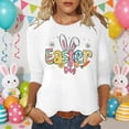 thumbnail image 2 of Easter Bunny Print Three Quarter Sleeve T Shirt for Women Soft Breathable Casual Top White XXL, 2 of 4