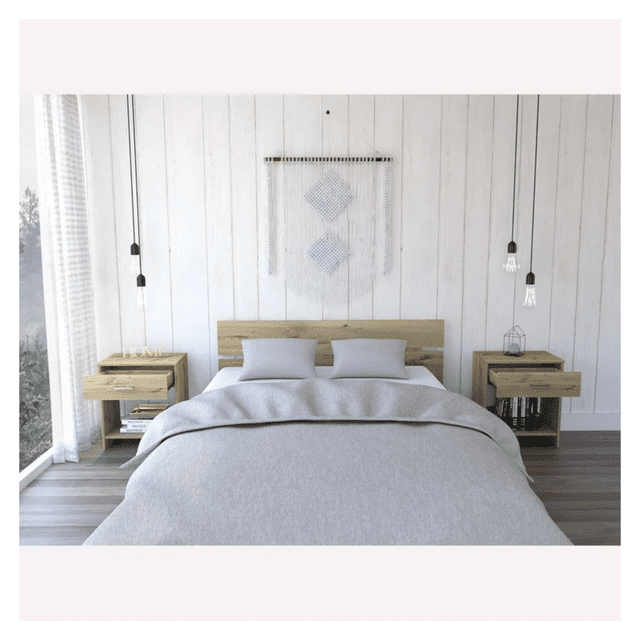 Cabecera Queen Size con Buros Laterales Integrados y Altura Ajustable Color Tipo Madera | Excelsior Provenza