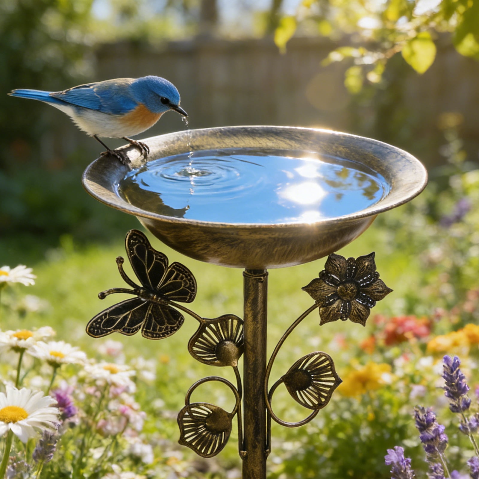 29 inch Metal Bird Bath for Outdoor - Garden Bird Bath with Removable Bowl Heavy-Duty Base Birdbath Feeder Rust-Proof Birdbaths for Garden Yard Lawn Decor Easy to Install