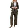 thumbnail image 2 of INSPIRE CHIC Women's Houndstooth Plaid Blazer Work Business Casual Suit Jacket for Fall L Brown, 2 of 5