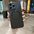 thumbnail image 1 of Magnetic Carbon Fiber Texture Fine Hole Camera Protection Phone Case For iPhone 16 15 14 Plus 13 12 11 Pro Max Shockproof Cover 1 For iPhone 16 Plus, 1 of 6