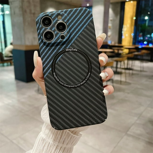 Magnetic Carbon Fiber Texture Fine Hole Camera Protection Phone Case For iPhone 16 15 14 Plus 13 12 11 Pro Max Shockproof Cover 1 For iPhone 16 Plus