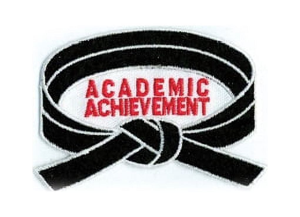 Academic Achievement Patches, Martial Arts, Promotion Belt Rank Patch, Sew-on (Black, 6 pcs)