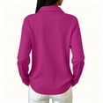 thumbnail image 5 of Long Sleeve Polo Shirts for Women Dressy Casual Button Collared Polo Shirts Lightweight Quick Dry Solid Color Loose Fit Dark Purple XL, 5 of 5