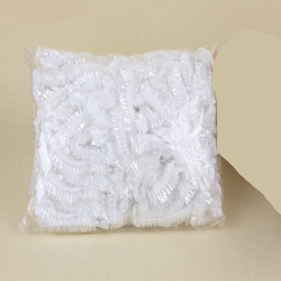 100pcs Disposable Headgear One-off Shower Bathing Clear Hair Elastic Caps White