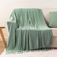 thumbnail image 4 of Battilo Sage Green Throw Blanket, Soft Cozy Chenille Blankets,Knit Throws for Spring Decor,50"x60", 4 of 8