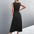 thumbnail image 2 of Vestido sin mangas, vestido largo de mujer de cintura alta con cuello en V profundo para la primavera para la playa para citas Khall  ropa de verano, 2 of 2