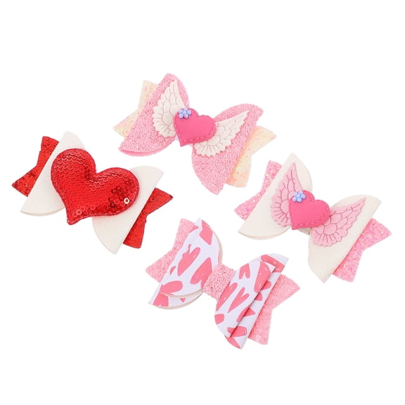 LOLIPPYY Valentine Hair Accessories Girls 4pcs Non Woven Fabric Hair Bows