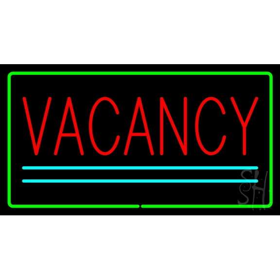 Vacancy Rectangle Green LED Neon Sign 13 x 24 - inches, Black Square Cut Acrylic Backing, with Dimmer - Bright and Premium built indoor LED Neon Sign for Defence Force.