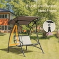 thumbnail image 3 of TOTAL 2-Seat Porch Patio Swing with Adjustable Canopy.Outdoor Loveseat Swing with Armrests, Weather-Resistant Steel Frame, Dark Brown Textilene Fabric, 3 of 7