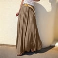 thumbnail image 5 of Boho Skirt for Women Cotton and Linen Solid Elastic Waist Midi Maxi Skirts A-line Skirt With Belt Coffee L, 5 of 5