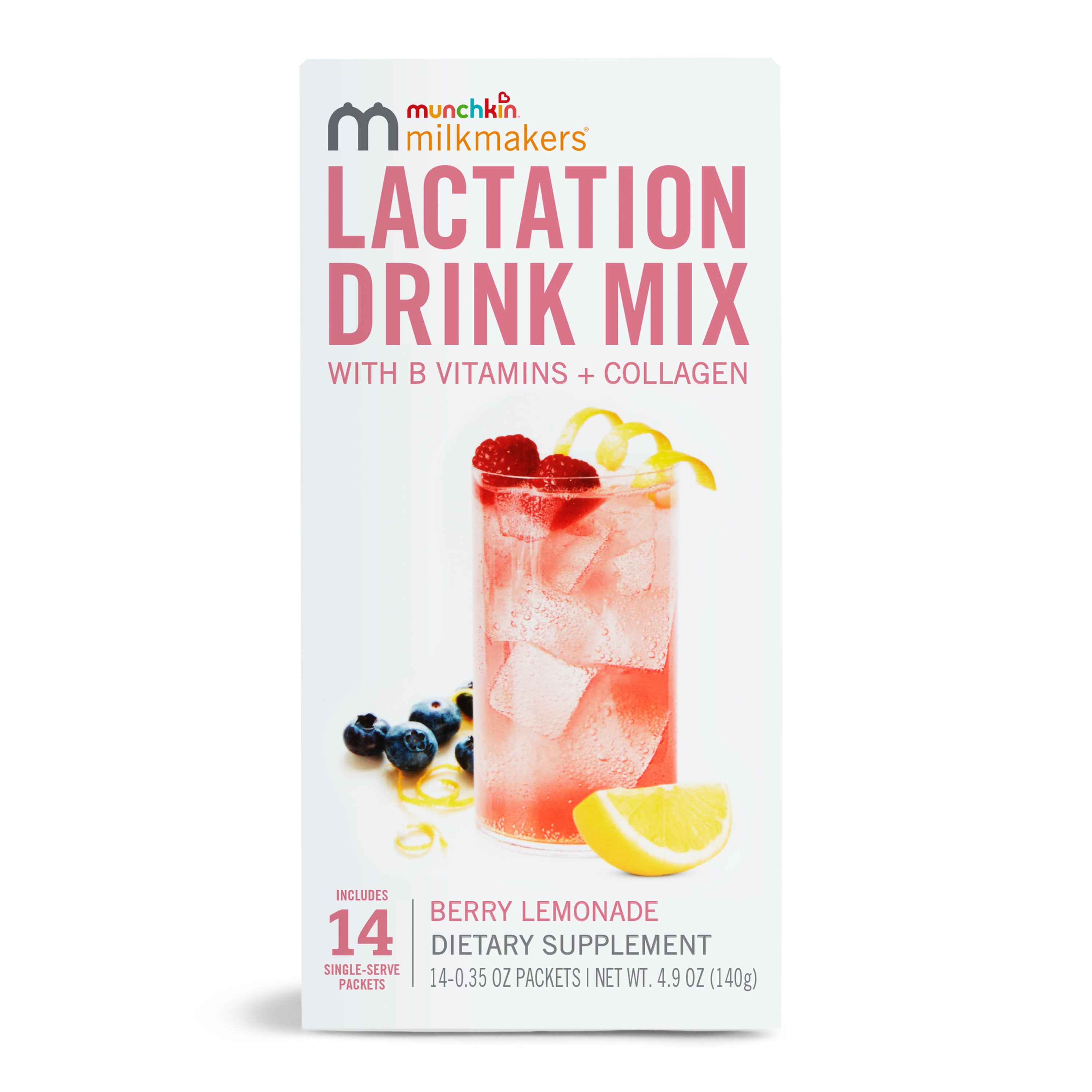 Munchkin Milkmakers Lactation Drink Mix, Berry Lemonade, 14 count -  Walmart.com