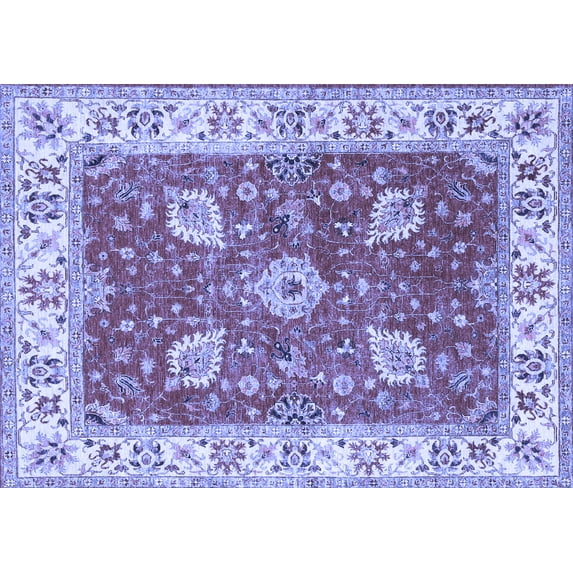 Ahgly Company Machine Washable Indoor Rectangle Oriental Blue Traditional Area Rugs, 8' x 10'