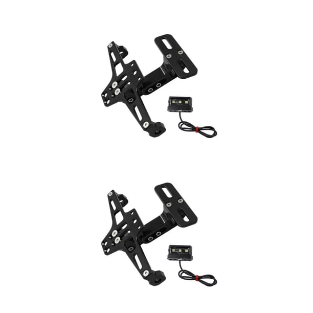 Sidaley Soporte de luz de señal de giro, soporte de placa de matrícula de motocicleta de aluminio CNC, montaje de placas con luz LED Negro 2piezas